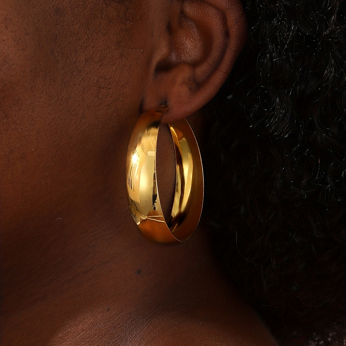 Chunky Hoop Earrings Minimalist Style Stainless Steel 18K Plated
