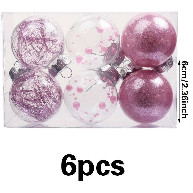 6pcs Pink Christmas Tree Decorative Balls Party Decoration Supplies