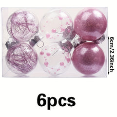 6pcs Pink Christmas Tree Decorative Balls Party Decoration Supplies