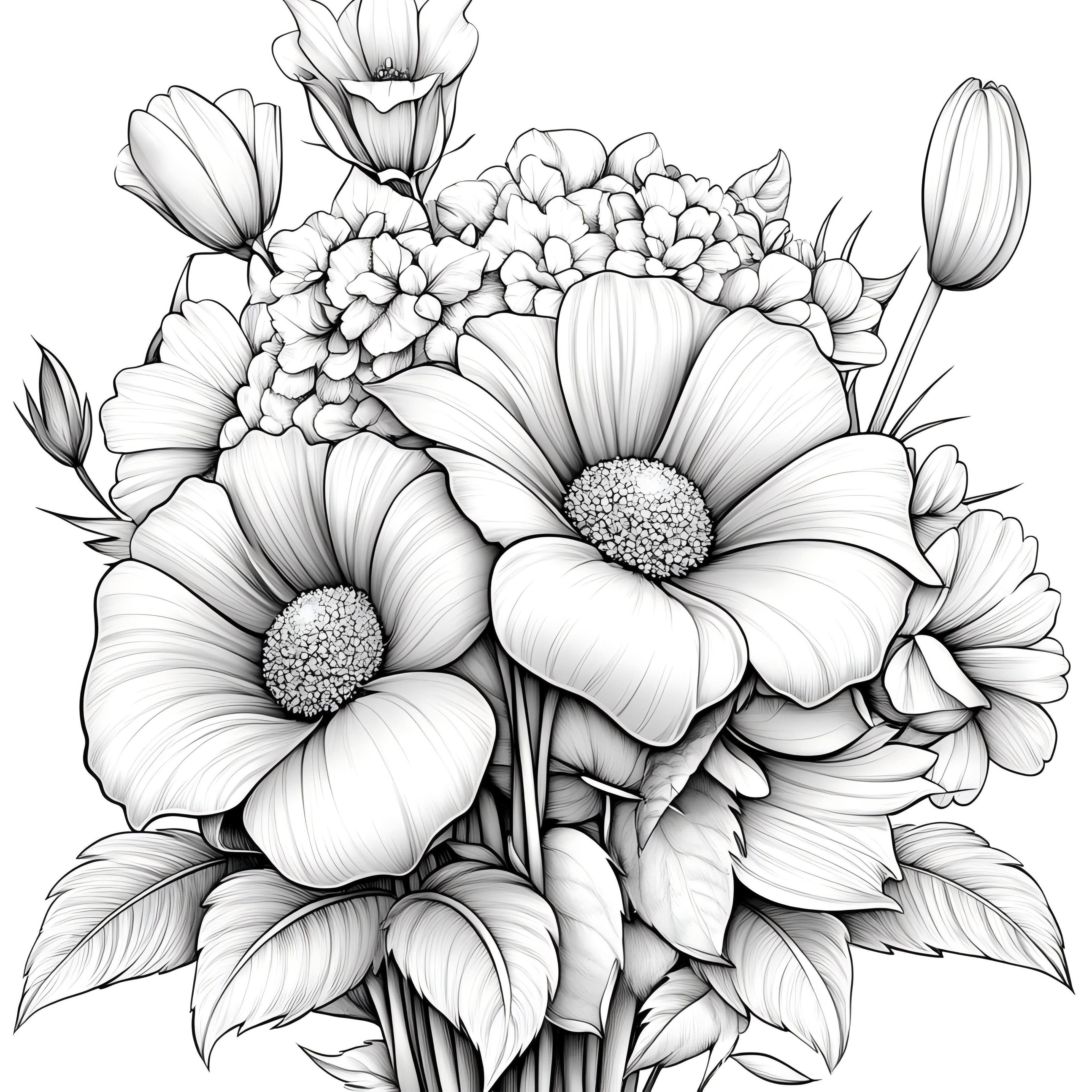 Thick Watercolor Paper Coloring Book for Adults - Mixed Floral Patterns