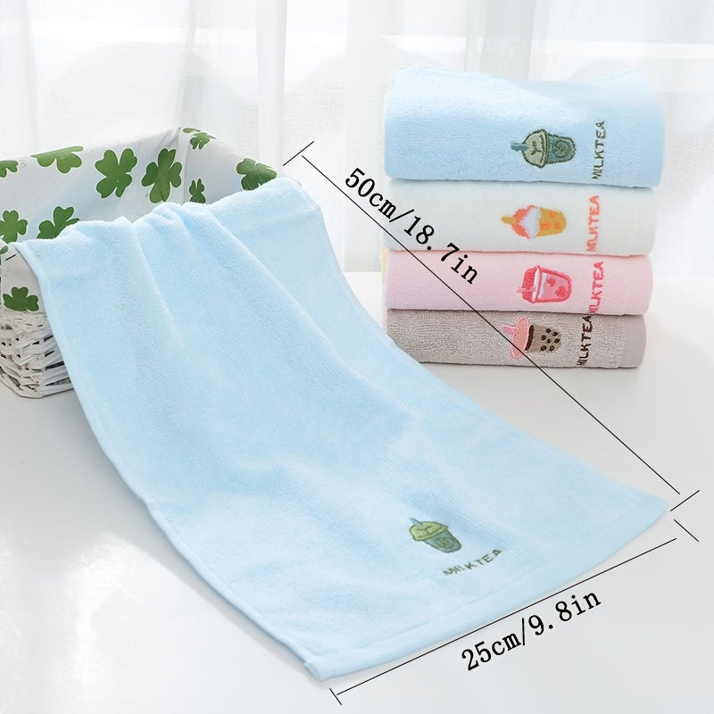 4pcs 100% Cotton Cartoon Face Towel for Kids, Soft Absorbent Towel for Babies