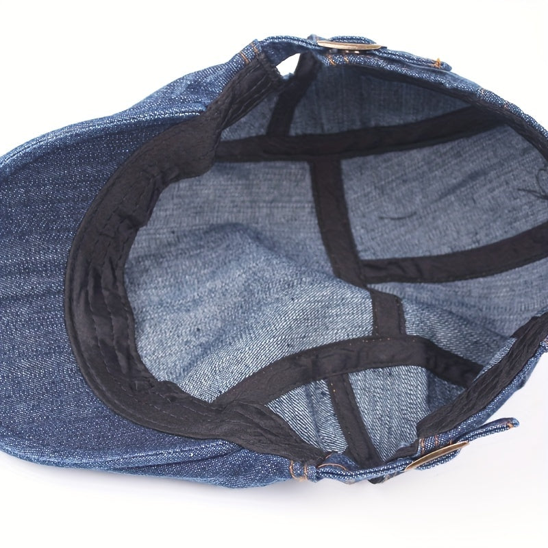 Unisex Distressed Denim Beret Painter Cap Vintage Newsboy Hat