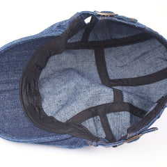 Unisex Distressed Denim Beret Painter Cap Vintage Newsboy Hat