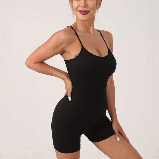 Seamless Yoga Jumpsuit Rib Knit Yoga Romper Women's Activewear