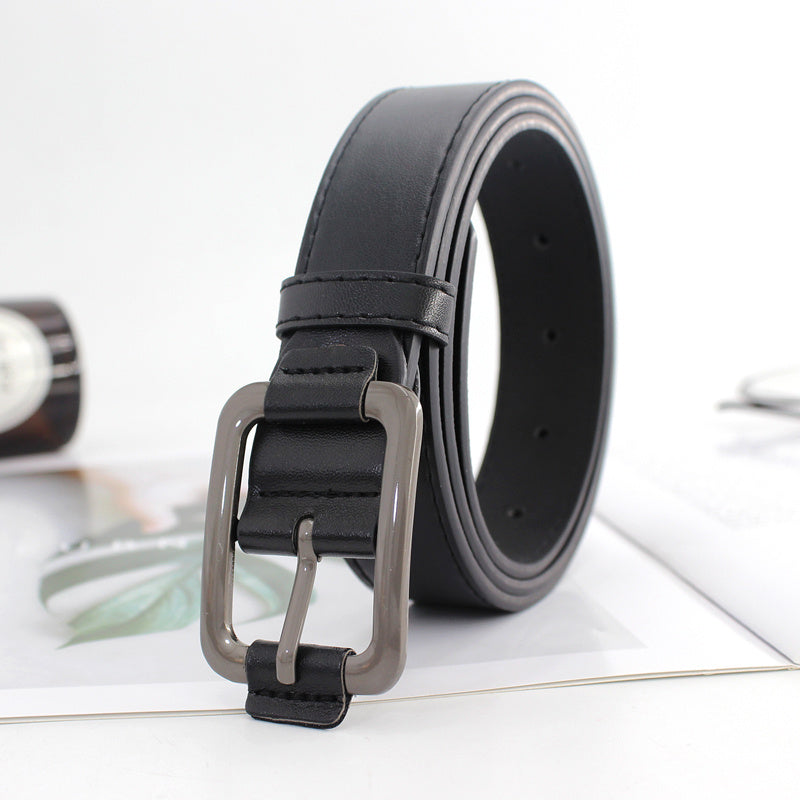 Unisex Vintage Gray Buckle PU Belt Casual Jeans Belt