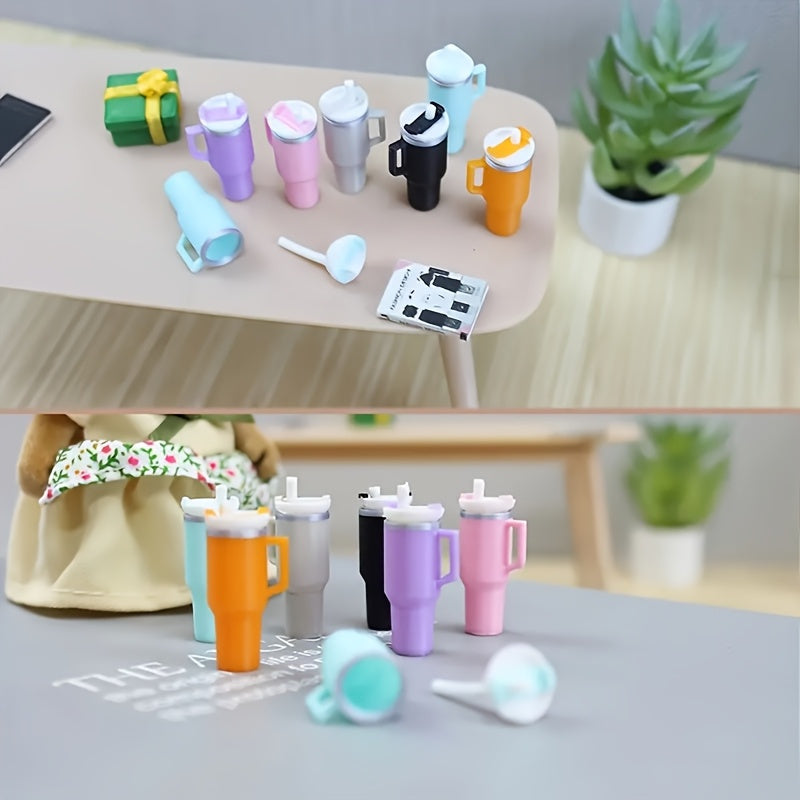1/12 Mini Thermal Cup with Straw Dollhouse Kitchen Accessory (Orange)