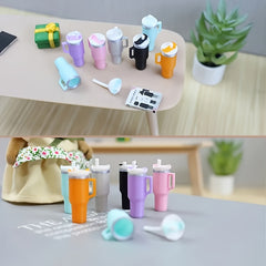 1/12 Mini Thermal Cup with Straw Dollhouse Kitchen Accessory (Orange)