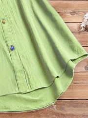  Cat Print Short Sleeve Button Shirt