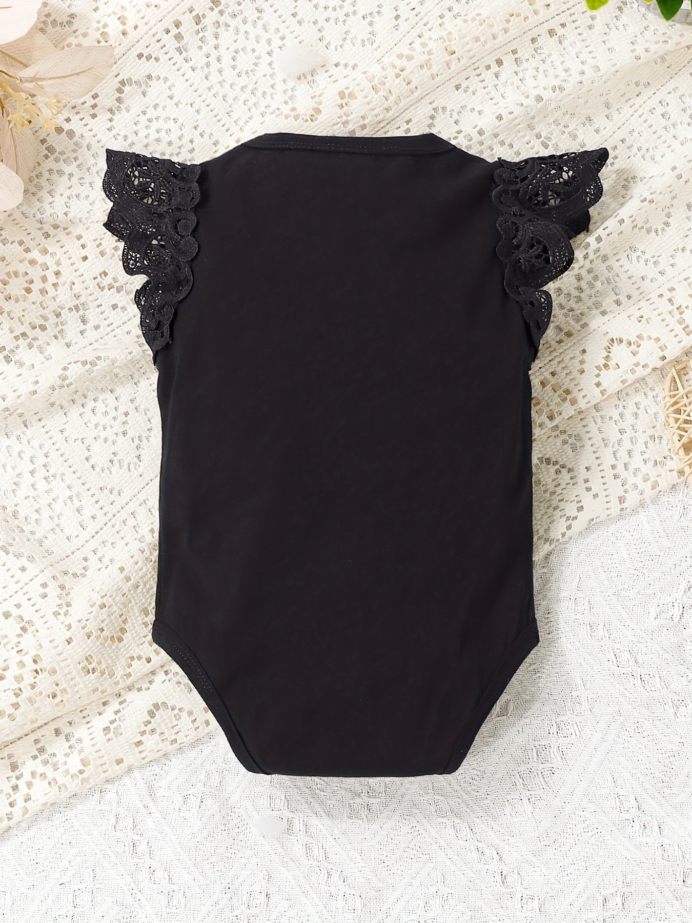 Baby Girl Ruffle Trim Flutter Sleeve Onesie Romper