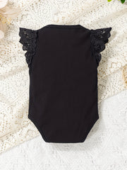 Baby Girl Ruffle Trim Flutter Sleeve Onesie Romper