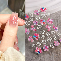 5D Flower Nail Stickers Embossed Stereoscopic Nail Decals Self-adhesive Decals