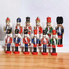 6 Piece Wooden Hand Painted Nutcracker Figurines Christmas Ornament Set