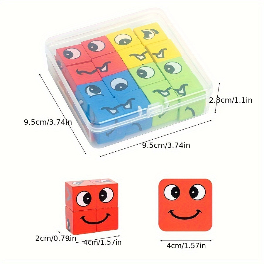 Wooden Cube Building Blocks Set Develops Problem Solving Skills