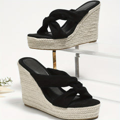 Women's Cross Strap Platform Wedge Sandals