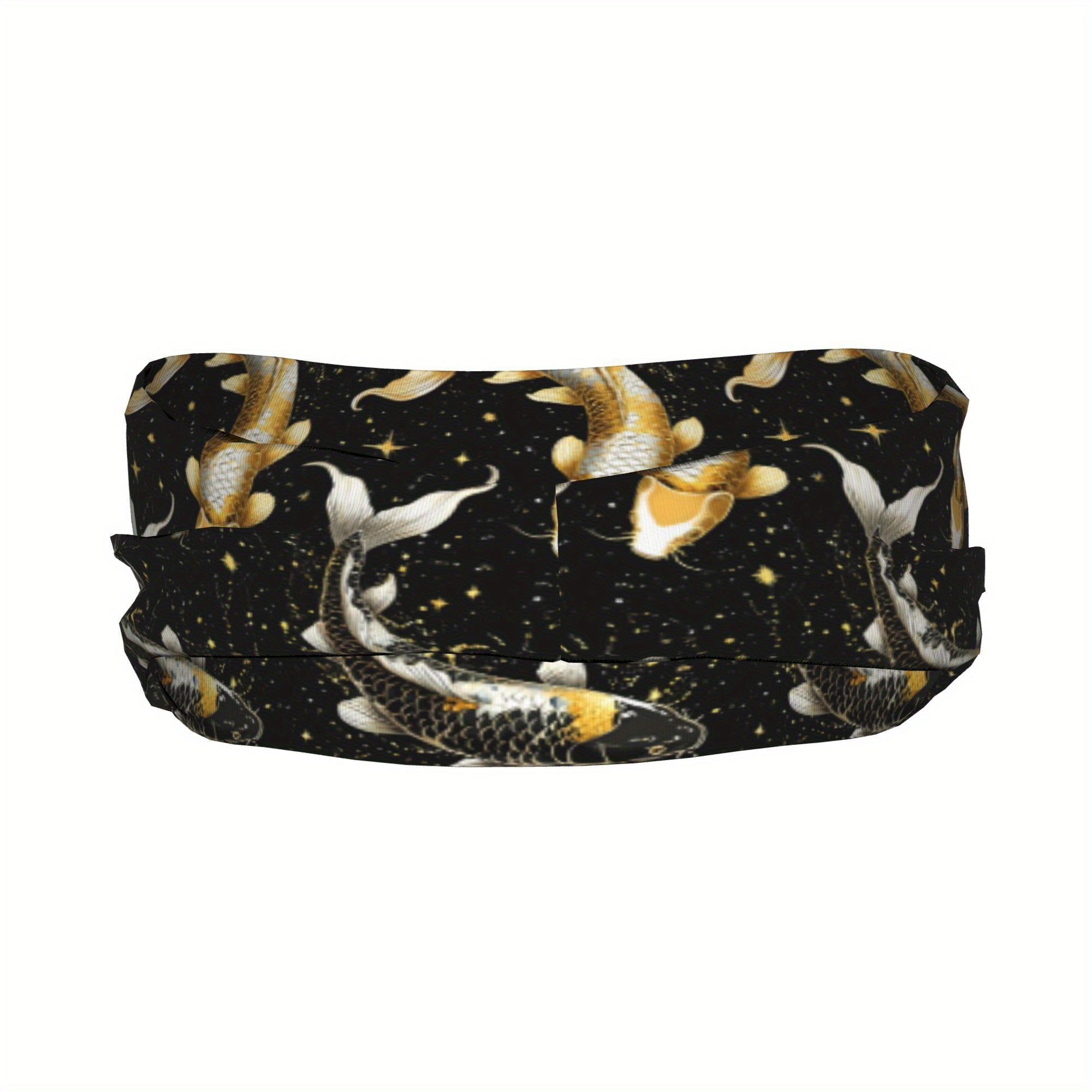 Koi Fish Sports Headband Sweat Wicking Breathable Polyester with Stars