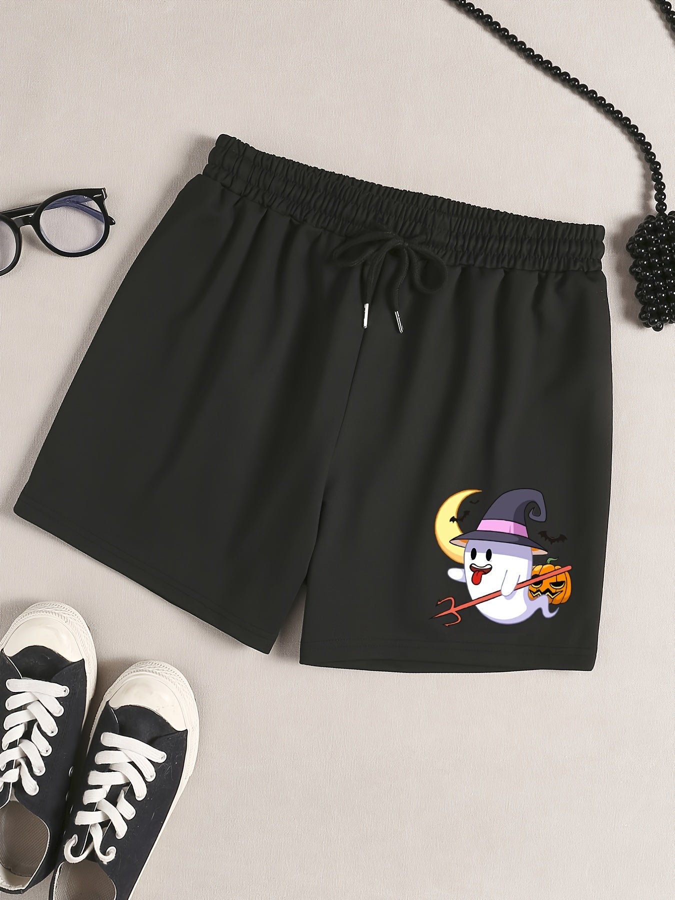  Halloween Lounge Shorts Women's Witch Hat Ghost Pumpkin