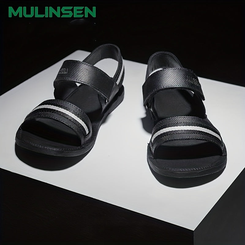 Men's Leather Flat Strap Sandals Soft Sole Beach Sandals