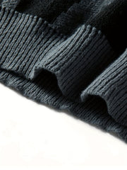 Knitted Letter Print Sweater Men's Casual Warm Crew Neck Pullover