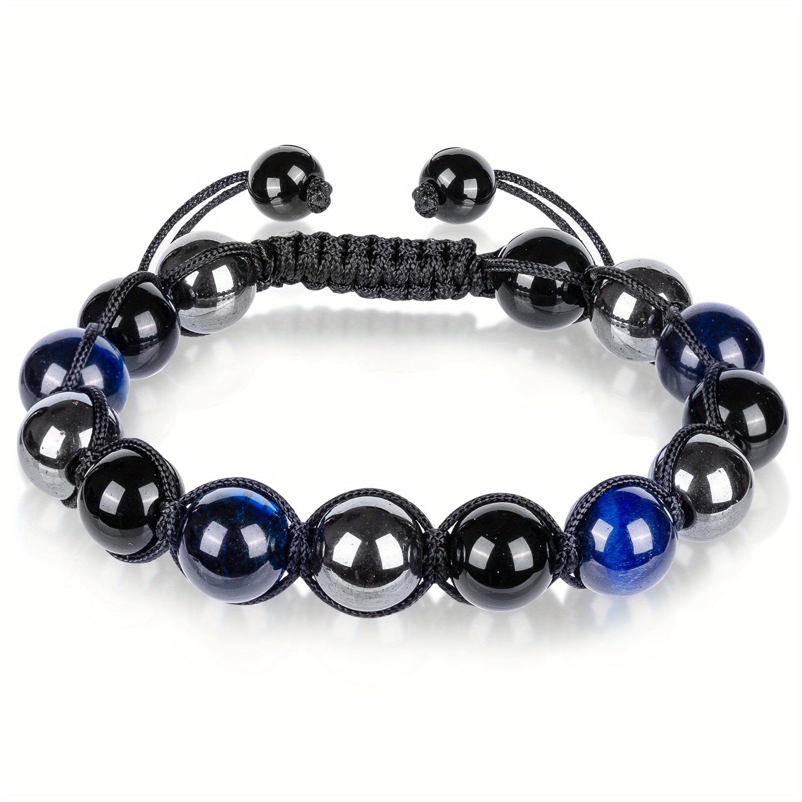 Triple Protection Hematite Agate Tigers Eye Stone Men's Bracelet