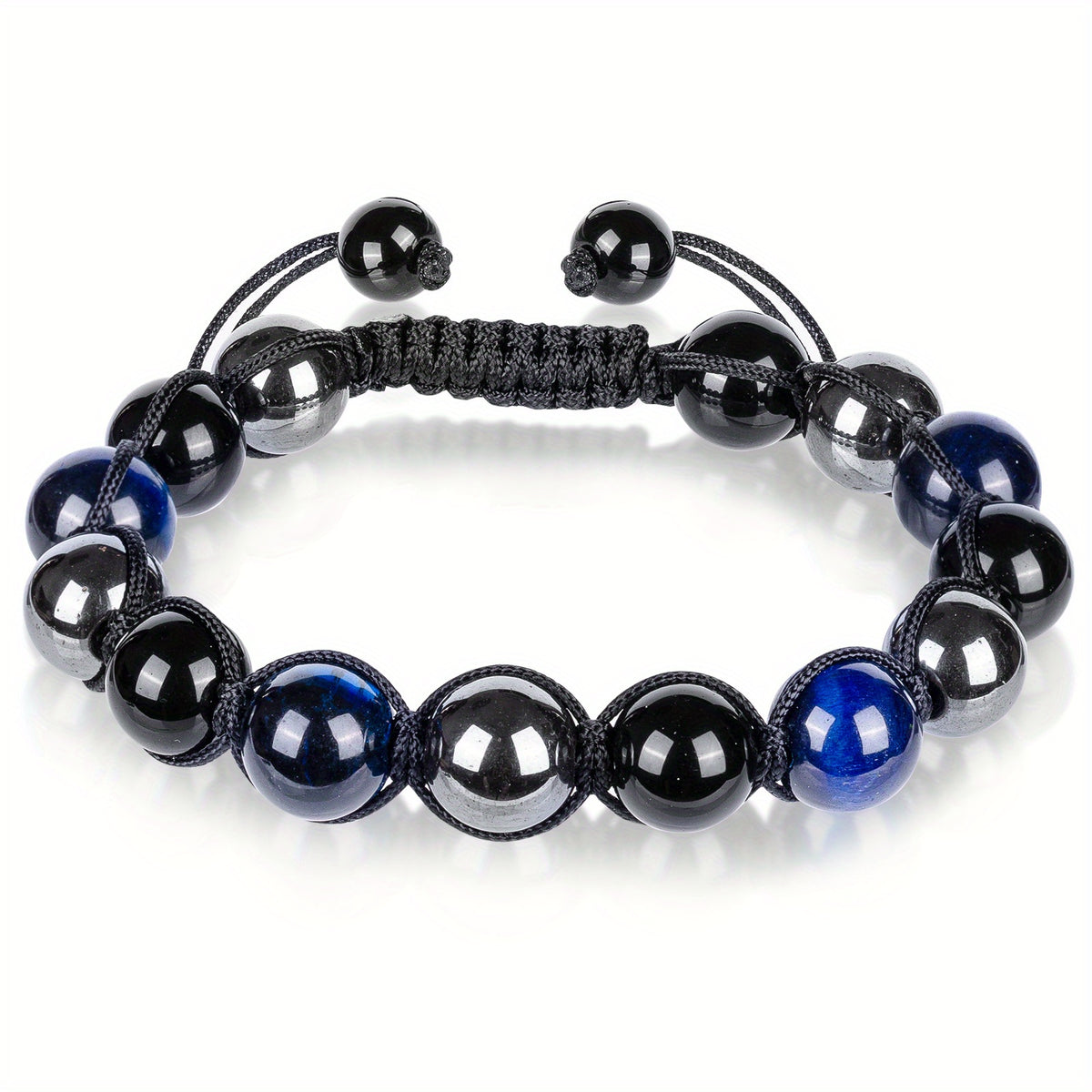 Triple Protection Hematite Agate Tigers Eye Stone Men's Bracelet