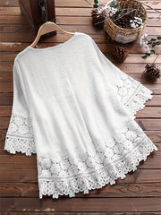  Floral Appliques Guipure Lace Top