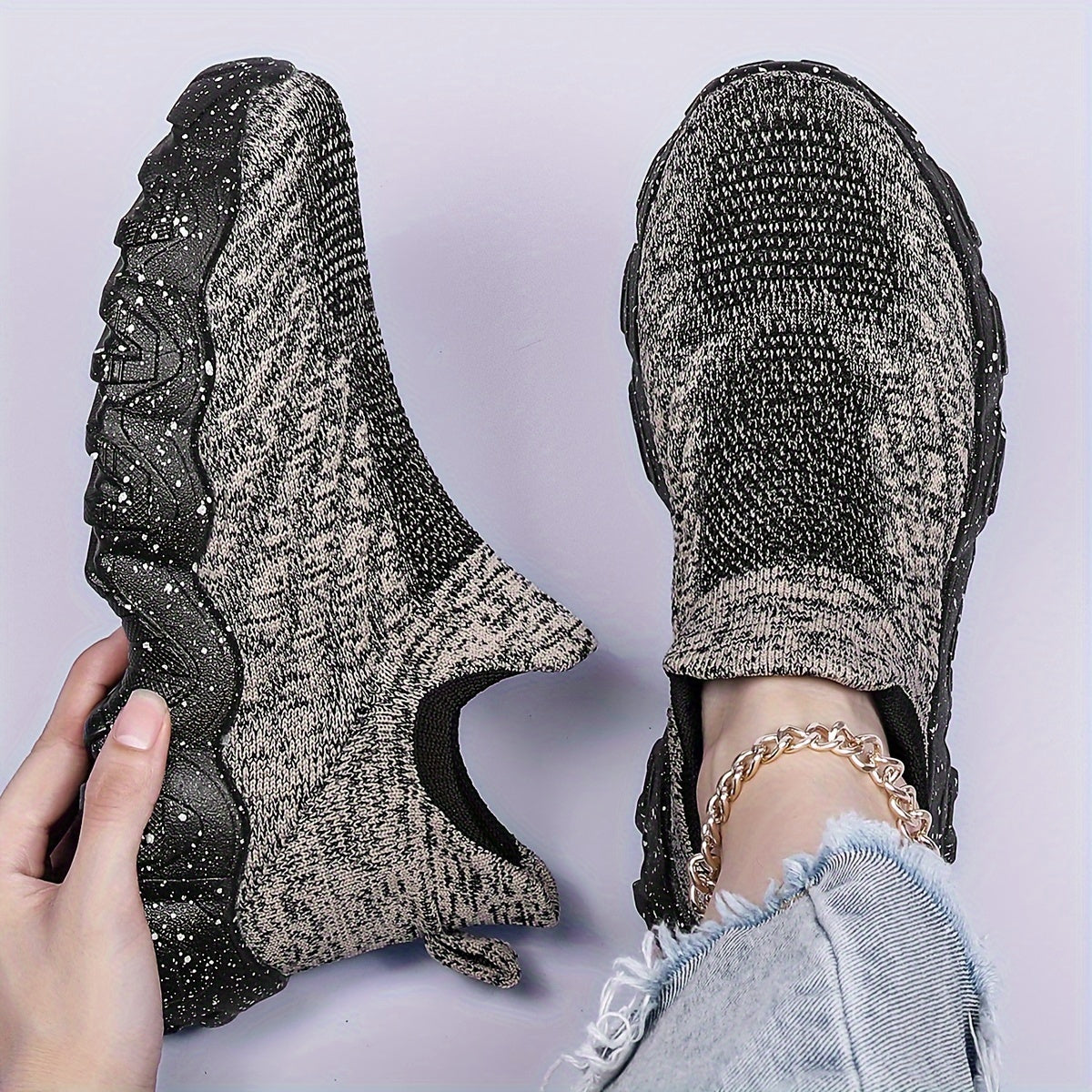 Grey Mesh Road Running Shoes Women Lightweight Sport Shoes