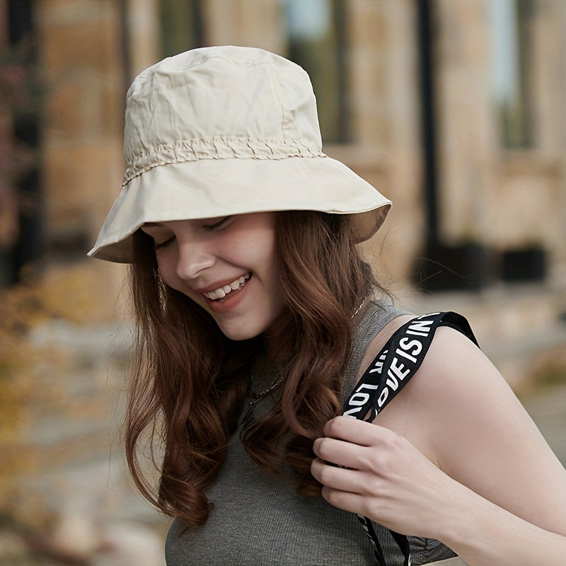 Thin Bucket Hat Drawstring Breathable Outdoor Cap Women Sun Beach
