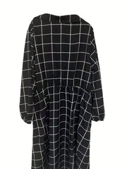  Grid Print Button Up Shirt Dress With Belt