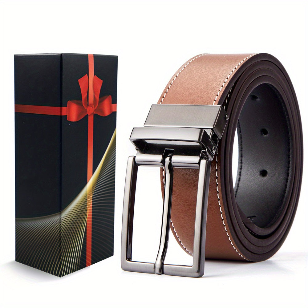 Men's Casual Cowhide Leather Belt with Removable Buckle