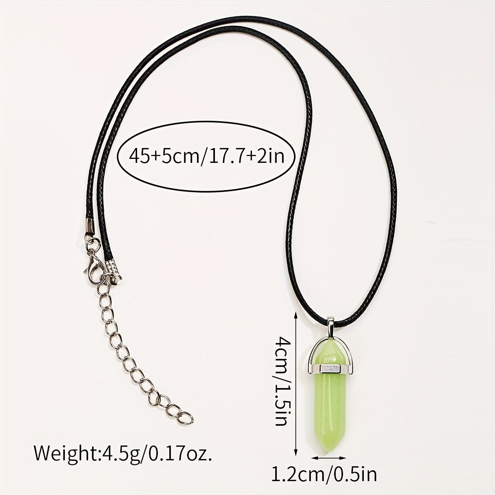 Moonstone Glow Crystal Necklace - Aqua Glowing Glass Crystal Point