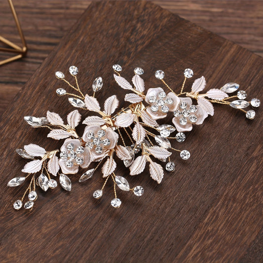 Metal Flower Barrette Rhinestone Hair Clip Wedding Bridal Hair Accessories