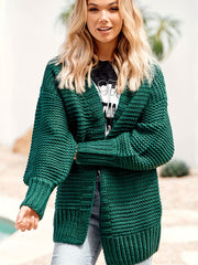  Solid Lantern Sleeve Cardigan