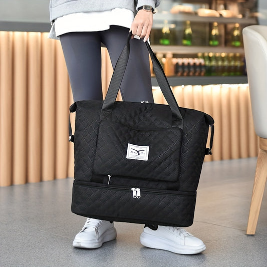 Argyle Pattern Travel Bag Large Capacity Duffel Bag with Shoes Compartment