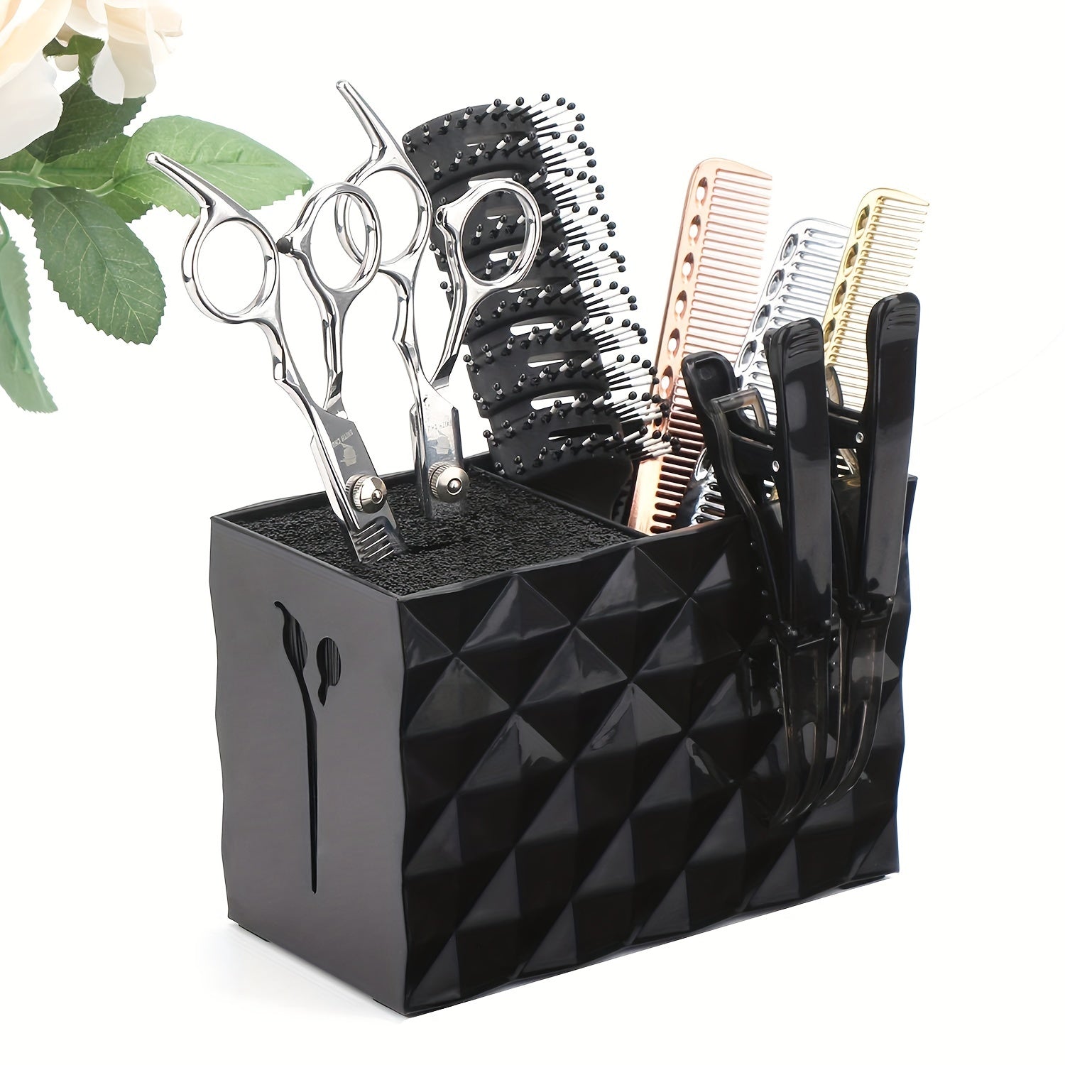 Acrylic Salon Scissors Holder Box Hairdressing Combs Clips Organizer