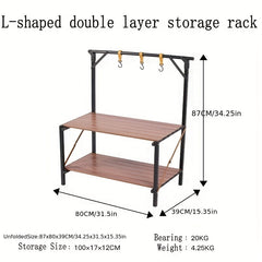 1pc L-shaped Foldable Storage Rack for Outdoor Camping Hiking
