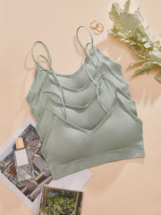 4pcs Ribbed Wireless Bras Comfort & Breathable Intimates