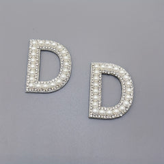 2pcs Pearl Rhinestone Letter Patch Sticker DIY Clothes Decoration