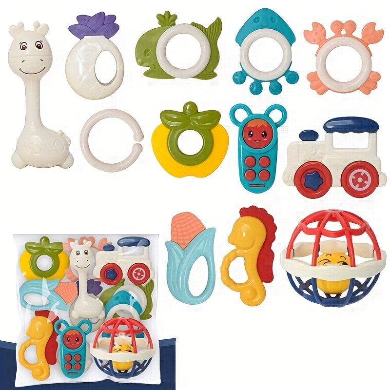 Baby Teething Rattle Set Soft Hand Grab Ball Rattle Toys for Newborn Infants