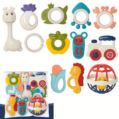 Baby Teething Rattle Set Soft Hand Grab Ball Rattle Toys for Newborn Infants