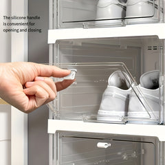 1pc Foldable Shoe Box Stackable Storage Bin Household Space Saving Organizer