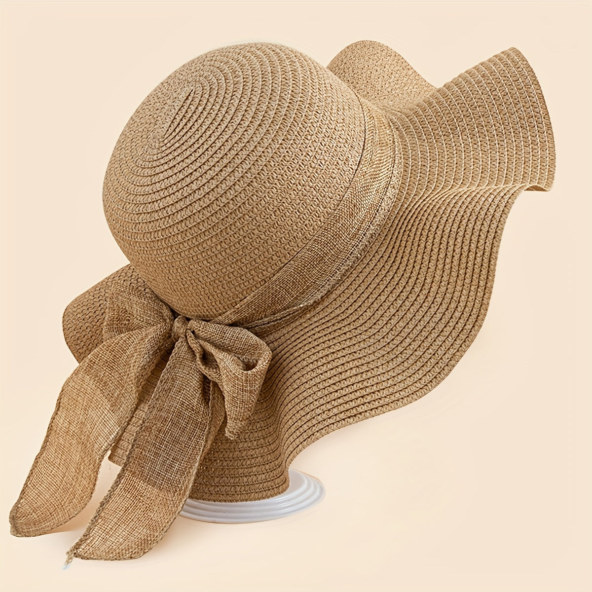 Floppy Ruffles Bowknot Sun Hat Frayed Brim Sun Hat