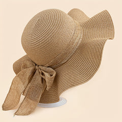 Floppy Ruffles Bowknot Sun Hat Frayed Brim Sun Hat