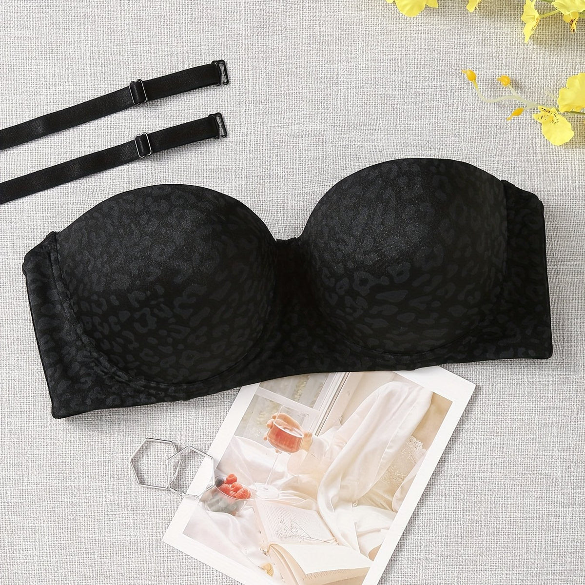  Leopard Print Molded Cup Balconette Bra