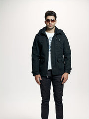 Men's Softshell Hooded Windbreaker Jacket with Pockets