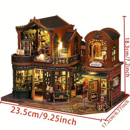 MAOMIYU 3D Wooden Bookshelf with 6 Compartments - Reddish Brown