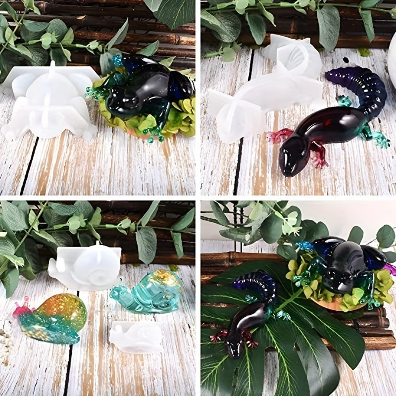 3D Animal Silicone Resin Molds - Snail Frog Lizard Shapes - DIY Casting