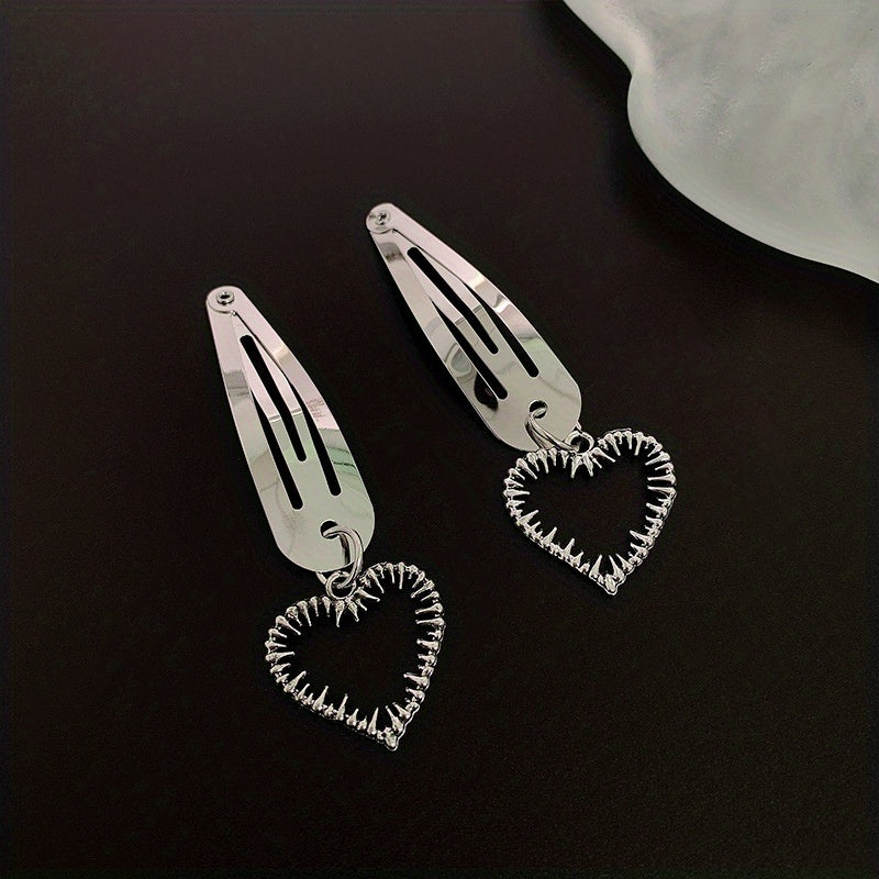 Y2K Punk Silvery Snap Clip Metal Hair Clip