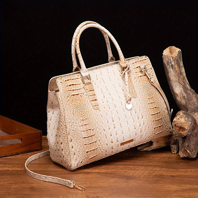 Crocodile Embossed Crossbody Handbag