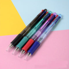 4pcs Press Four Transparent Ballpoint Pen 0.5mm Refill