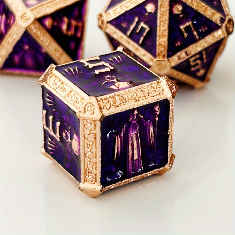 7pcs Wizard Metal Solid Dice for Table Game Entertainment